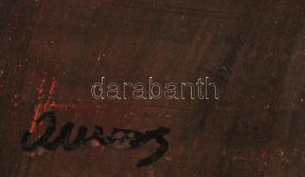 Ámos jelzéssel: Előadás. Olaj, karton, 32×47 cm