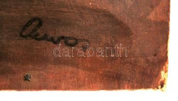 Ámos jelzéssel: Ülő nő tükörrel. Olaj, karton, 32×47 cm