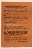 cca 1942 Orosz nyelvű háborús röplap, 24x16cm