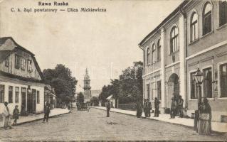 Rava-Ruska, Rawa Ruska; C. k. Sad powiatowy, Ulica Mickiewicza, nakladem N. Edla / Street (Rb)