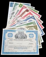 Amerikai Egyesült Államok 1964-1990. 10db klf részvény perforációval, bélyegzésekkel, lyukasztással ...