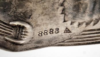 Szecessziós tál, ezüstözött alpakka, ch jelzett, d:31cm