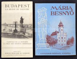 cca 1930-40 Budapest, La Reine du Danube, francia nyelvű turisztikai kiadvány, 48x39cm; Mária Besnyő, Kapucinus Rendház kiadása, pp.:16, 15x12cm