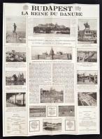 cca 1930-40 Budapest, La Reine du Danube, francia nyelvű turisztikai kiadvány, 48x39cm; Mária Besnyő...