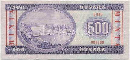 1980. 500Ft "E 000 - 000299" sorozat és sorszámmal, piros "MINTA" felülnyomással...