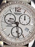 Cornavin Sapphire Chronograph női karóra, jelzett,  működik bőr szíjjal, d:4cm