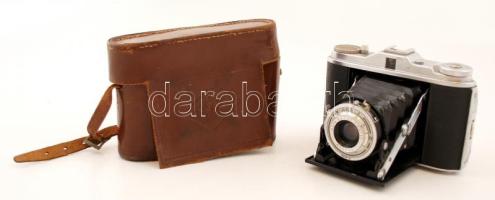 Agfa Isolette I. Agnar 1:4,5/85 mm objektívvel eredeti, elszakadt tokkal /  Vintage German camera Agfa Isolette I. leather case torn