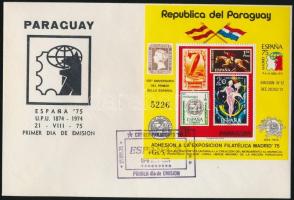 Nemzetközi bélyegkiállítás, UPU bélyeg a bélyegen blokk FDC, International Stamp Exhibition, UPU stamp on stamp block FDC