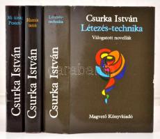 Csurka István gyűjtemény, 3 kötet: Mi újság Pesten, Hamis tanú, Létezés technika, Magvető Könyvkiadó, egészvászon kötésben, fedőborítóval