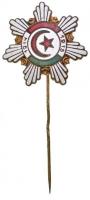 Osztrák-Magyar Monarchia 1915. 1914-1915 zománcozott fém patrióta kitűző, magyar zászló és török félhold TÖRV. VÉD jelzéssel (31mm) T:2 /  Austro-Hungarian Monarchy 1915. 1914-1915 Enamelled metal patriotic pin with Hungarian flag and Ottoman crescent with TÖRV. VÉD mark (31mm) C:XF