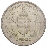 1930. 5P Ag "Horthy jobbra" Artex-veret U.P.jelöléssel T:P felületi karc
Hungary 1930. 5 ...
