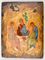 4 db ikon, különféle méretben, nyomat-olaj, fa tábla, jelzés nélkül, 21×15-34×29 cm