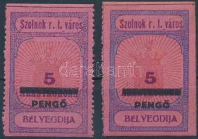 1927 Szolnok városi illeték 2 db 5P/5AK (40.000)