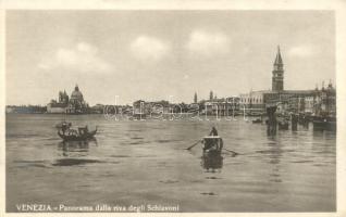 Venice, Venezia; Panorama dalla riva degli Schiavoni / view of the Riva degli Schiavoni, gondola,