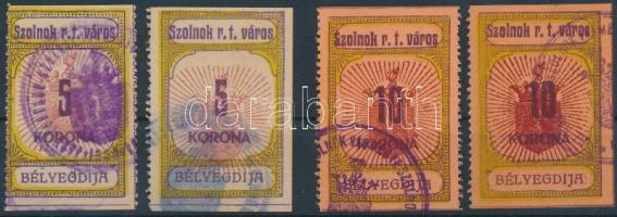 1920 Szolnok városi illeték 2 x 5K, 2 x 10K (15.000)