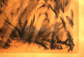 Farkasházy Miklós ( (1895-1964): Házak szikrázó napsütésben. Szén, papír, jelzett, üvegezett keretbe...