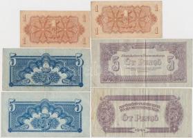 Vegyes: Csehszlovákia 1944. 1K (2x) + 5K (2x) + Magyarország 1944. 1P (2x) + 5P (2x) "A Vörös H...