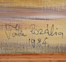Tóth Rozália (1946-2015): Faluhatár. Olaj-gipsz, vászon, jelzett, keretben, 90×60 cm