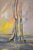 Tóth Rozália (1946-2015): Fák. Olaj-gipsz, farost, jelzett, keretben, 93×60 cm