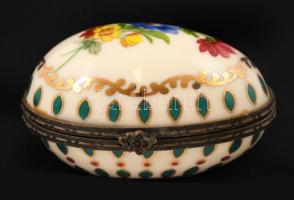 Limoges fém veretes tojás, porcelán, matricás, jelzett, hibátlan, cca 8x6cm