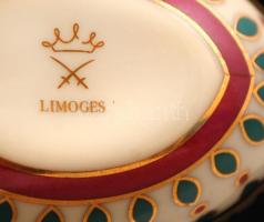 Limoges fém veretes tojás, porcelán, matricás, jelzett, hibátlan, cca 8x6cm