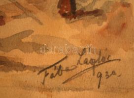 Fábos László (?-?): Utcarészlet. Akvarell, papír, jelzett, üvegezett keretben, 16×23 cm