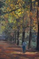 Ferenczy jelzéssel: Erdei séta. Olaj, vászon, 50×70 cm