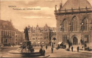 Bremen, Marktplatz, Willhadi Brunnen / market square, fountain, tram