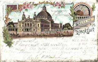 1899 Frankfurt, Das neue Schauspielhaus / theatre, floral, Art Nouveau litho; Philipp Frey & Co. (EB)