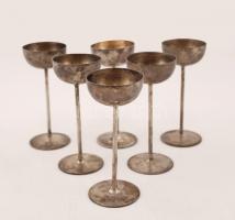 Ezüst (Ag.) likőrös készlet,  eredeti dobozában (sérült) jelzett, m:11 cm (6×),  nettó:231 g