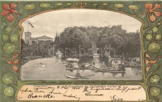 Elberfeld, Gondelteich im Zoologischen Garten / zoological garden lake, Art Nouveau litho (EK)