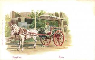 Java, Dogkar / horse carriage, Indonesian folklore, s: J. van der Heyden (fl)