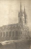 1917 Ditró, Ditrau; a Nagytemplom télen / church in winter, photo (kopott sarkak / worn edges)