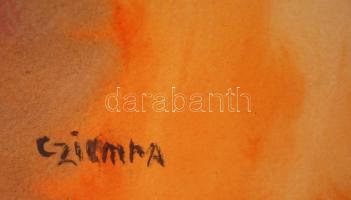 Czimra jelzéssel: Női portré. Akvarell, papír, üvegezett keretben, 30×42 cm