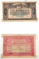 14db-os korona bankjegy tétel, benne 1914. 50K román felülbélyegzéssel T:III,III-,IV,V(csak egy db)