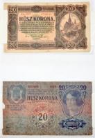 14db-os korona bankjegy tétel, benne 1914. 50K román felülbélyegzéssel T:III,III-,IV,V(csak egy db)