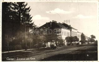 Nagykároly, Carei; Líceum, Liceul de fete / lyceum photo 'Nagykároly visszatért' So. Stpl (fa)