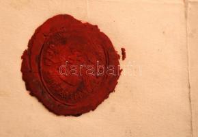 1924 Hajóstiszti tanfolyam látogatási bizonyítvány, viaszpecséttel, okmánybélyeggel (1000 korona), 4...