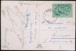 1951 Az MTK (akkoriban Bp. Bástya) labdarúgó bajnokcsapat tagjai által aláírt levelezőlap (Hidegkuti, Zakariás, Kovács József, Bosánszky, Bukovi Márton edző  stb.)