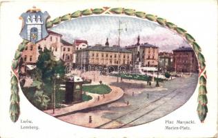 Lviv, Lwów; Plac Maryacki / square, field post cancellation on backside (EB)