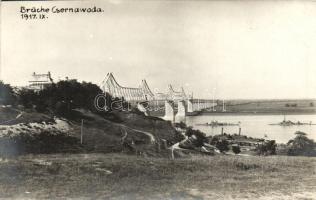 1917 A Duna-flottila hajói a csernavodai Károly hídnál / ships of the Danube fleet by the port of Cernavoda, photo