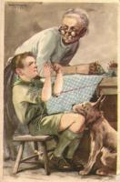 4 db RÉGI cserkészlap, Márton L szignós / 4 old Márton L. scout postcards