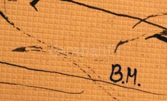 BM jelzéssel: Női akt. Tus, papír,  29×26 cm