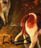 Olvashatatlan jelzéssel: Vadászat. Olaj, vászon, keretben,
30×40 cm