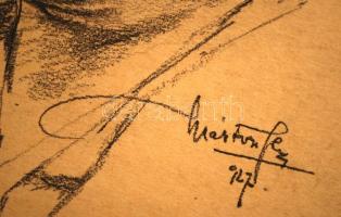 Márton Ferenc (1884-1940): Pásztor János szobrászművész portréja. Ceruza, papír, Jelzett. 25x20 cm p...