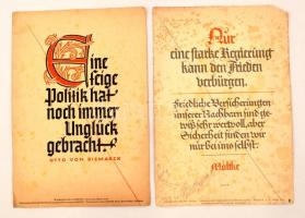 1939-41 AZ NSDAP heti mottója:Moltke és Bismarck idézet kisplakáton. A német náci párt 1937-1944 között adott ki motiváló és iránymutató idézeteket. / Weekly saying of the NSDAP. from Moltke and Bismarck