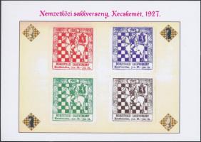 1927 Nemzetközi sakkverseny, Kecskemét 4 db öntapadós levélzáró + képeslap