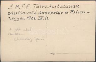 1921 Az M.T.E. Tátra Asztalának zászlóavató ünnepélye a Zsíros hegyen, (jobba alsó sarokban Cholnoky...