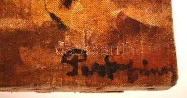 Pirk jelzéssel: Fa a főtéren. Olaj, vászon, 40x40 cm