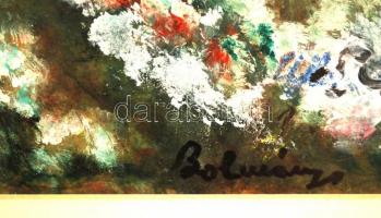 Bolmányi jelzéssel: Tavaszi virágzás. Tempera, papír, üvegezett keretben, paszpartuval 21x31 cm